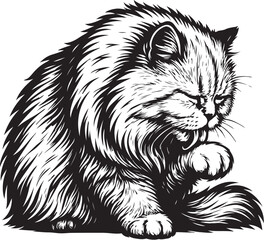 persian-cat-grooming-paw-vector.eps