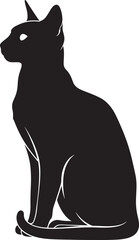 Elegant black cat silhouette sitting profile view clean minimalist design perfect for pet lovers and graphic projects
