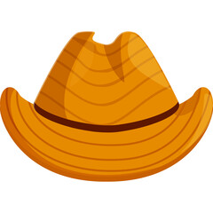 Illustration of a brown cowboy hat with a dark brown band on a transparent background a simple western accessory for outdoor activities and fashion