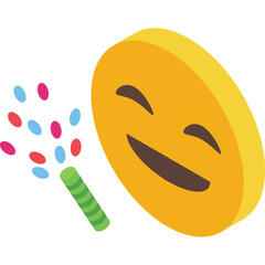 Joyful Yellow Smiley Face Exploding Confetti From Party Popper In A Celebration Event With A Transparent Background In A Festive Mood
