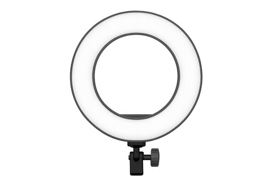 Led ring light illuminating on transparent background