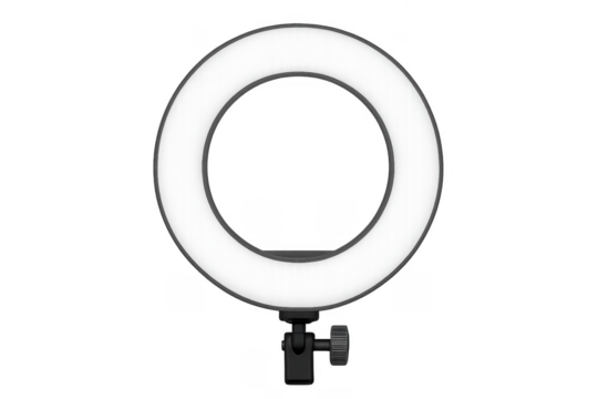 Led ring light illuminating on transparent background