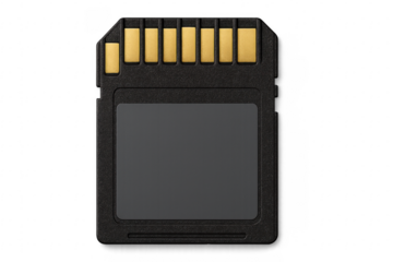SD memory card storing digital information technology on transparent background