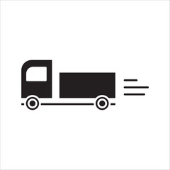 Fast shipping delivery truck flat vector icon for apps and websites on white background. color editable