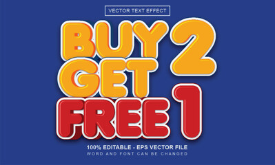 Sale buy 2 get 1 vector text effect