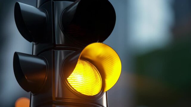 A yellow traffic light signal indicating a change is about to occur
