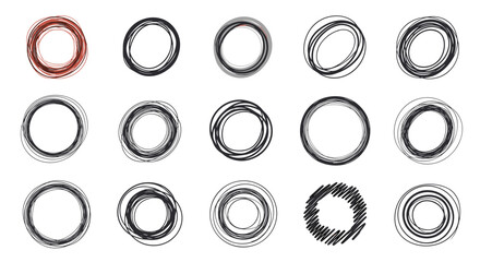 Collection of Hand-Drawn Circle Shapes for Design Elements.