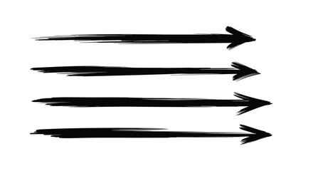 Hand drawn black grunge arrows pointing right on a white background.