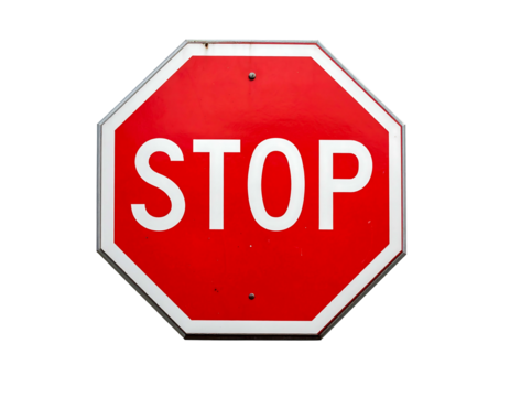 Red stop sign with white border, centered on black background. Octagonal road safety symbol - Powered by Adobe