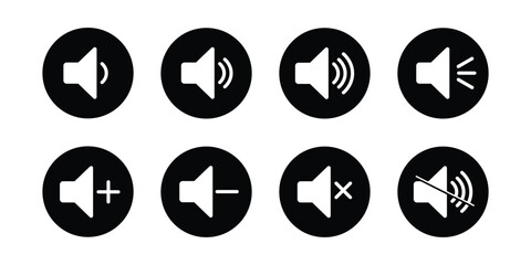 Speaker volume icon set collection. Mute Speaker Icon. Sound level sign symbol