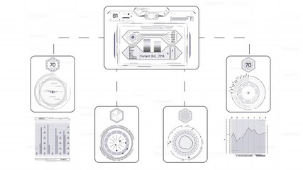 Animated screen with abstract system for data processing and evaluation
