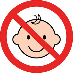 Prohibited baby sign no children allowed symbol warning red circle forbidden icon vector