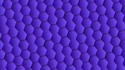 Seamless purple padded hexagonal pattern, Vibrant indigo 3D honeycomb background,