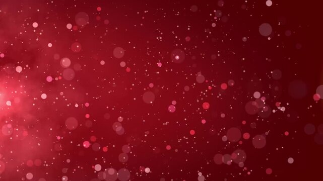 4k Resolution Video: Magical Holiday Atmosphere With Red Bokeh Light Particles On Dark Background. Soft Glow And Festive Mood