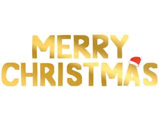 MERRY CHRISTMAS・金色の文字とサンタの帽子
