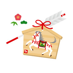 絵馬と破魔矢のイラスト