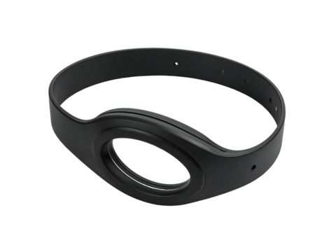 Matte black wristband shell with an oval opening, presented on a dark background for clear product display