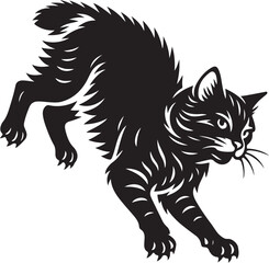 Obraz premium american_bobtail_cat_jumping_sideways_detailed_bw.eps