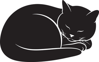 Charming sleeping cat silhouette perfect for animal lovers and pet projects with a cozy vibe