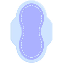 Light Blue and Purple Sanitary Pad with Soft Edges and Dashed Stitching Detail Representing Feminine Hygiene Product on Transparent Background Clean and Simple Design