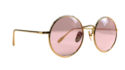 Retro large round pink lens sunglasses isolated on transparent background