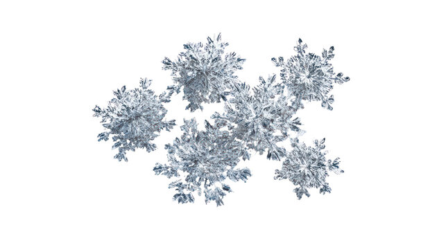 Intricate snowflake cluster isolated on transparent background