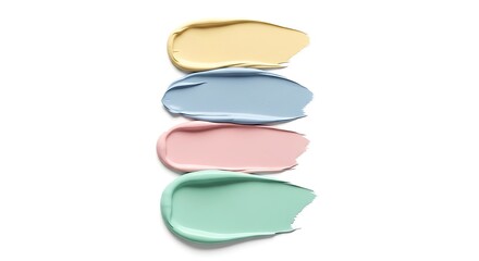 Obraz premium Four Pastel Face Mask or Cream Swatches Isolated on White Background