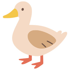 cute goose walking pet animal farm flat color vector illustration template design