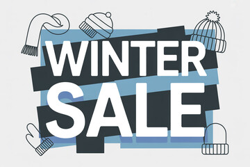 Obraz premium Massive winter sale event announced with cozy accessories like scarves and hats, driving customer excitement and seasonal shopping deals