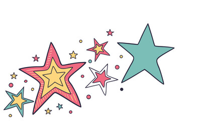 Obraz premium Hand Drawn Stars Vector Illustration Group of Colorful Stars Floating on a White Background Celebration Concept