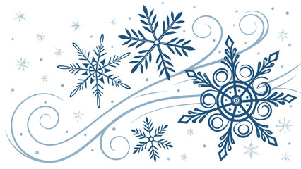 Elegant Winter Snowflakes and Swirling Wind Illustration Creating a Festive and Seasonal Backdrop for Holiday Celebrations and Designs