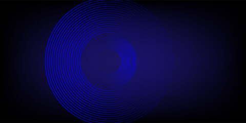 Blue and black gradient vector background, featuring subtle circular line patterns. Blue and black vector background with digital modern texture. Minimal vector background in blue and black color.