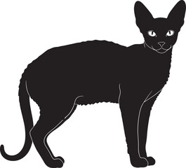 Elegant black cat silhouette standing gracefully with alert ears and glowing eyes a timeless emblem of feline beauty