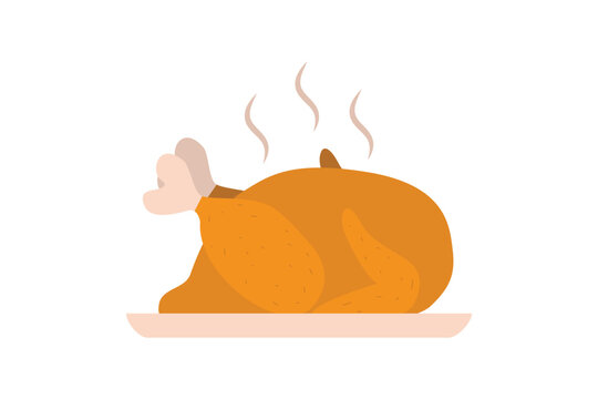 roasted chicken on plate, steaming, orange clip art preview