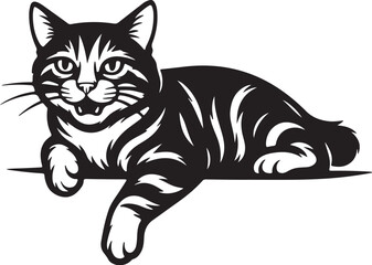 american_bobtail_cat_lying_paw_off_ledge_bw.eps