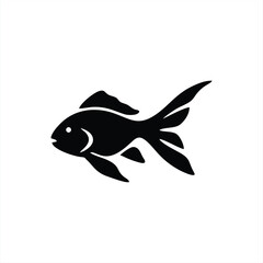 Black Goldfish Silhouette Simple Minimal Vector Icon