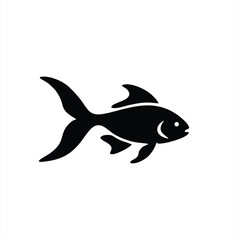Black Goldfish Silhouette Simple Minimal Vector Icon