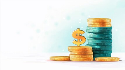 A stack of coins with a dollar symbol representing wealth and finance growth.