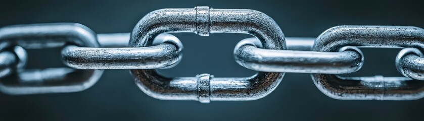 Close-up view of a metallic chain, showcasing strength and durability in industrial settings.