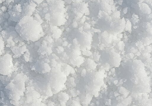 Detailed close up of pristine white fluffy crushed ice texture suitable for cooling drinks and commercial refrigeration needs ,purity ,crisp ,surface