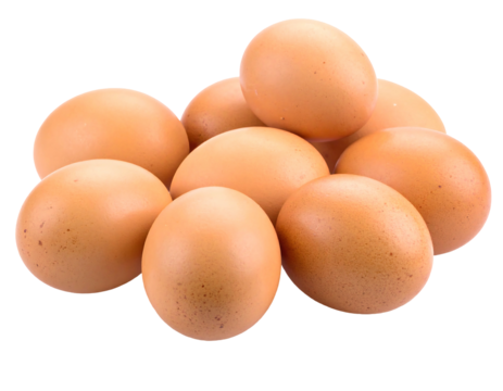 Pile of nine brown eggs. Seamless isolated over black. Smooth, matte texture of shells, natural coloring variations present