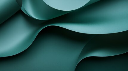 32.Elegant deep green background with a gracefully curling paper roll flowing in smooth waves, subtle highlights and shadows enhance the three-dimensional effect, perfect for product display.