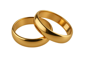 Two Golden Wedding Rings on a transparent Background Symbolizing Love and Marriage