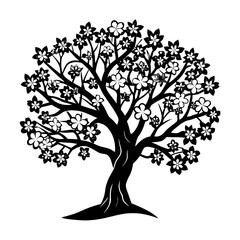Tropical cherry blossom tree vector illustration silhouette scalable graphic art design