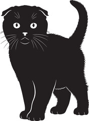 Adorable black scottish fold kitten silhouette standing proudly capturing pure feline charm and playfulness for your projects