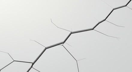 Obraz premium A sharp, clean break or fracture line shown in a pure white material. Abstract visualization of stress, failure, and structural mechanics ,failure ,geometry ,tension