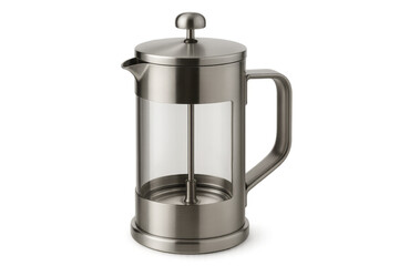 Obraz premium Stainless steel and glass french press coffee maker