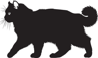 Majestic black cat silhouette striding gracefully full body view capturing elegant feline form and movement