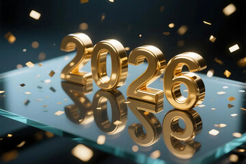 Luxury glowing New Year 2026 background with abstract golden light and festive energy, elegant celebration design in modern vibrant style