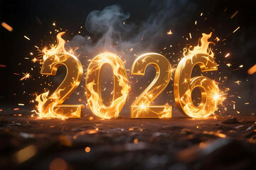 Luxury glowing New Year 2026 background with abstract golden light and festive energy, elegant celebration design in modern vibrant style